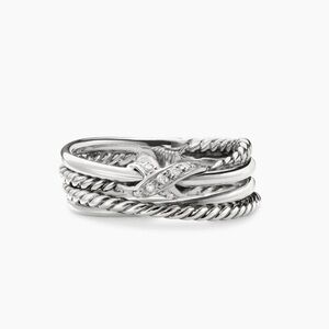 David Yurman X Crossover Band Ring 6.5 diamonds